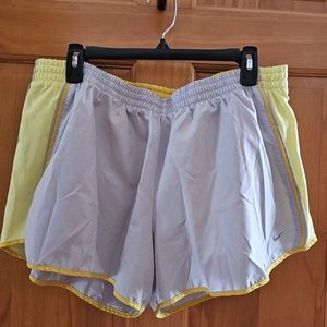 Nike Womens XXL Lined Running Shorts Gray Yellow Run Workout Train Dri Fit